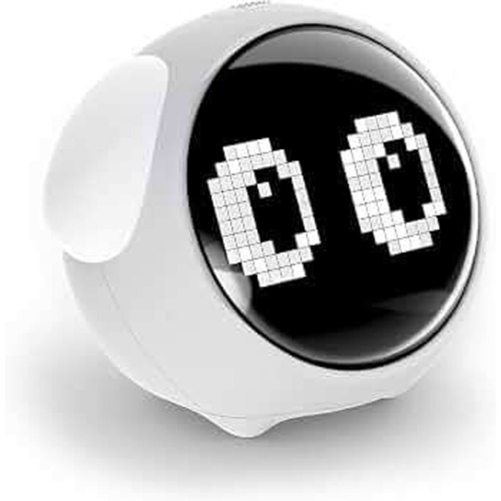 Emoji Digital Alarm Clock Kids Night Light White Voice Controlled Snooze
